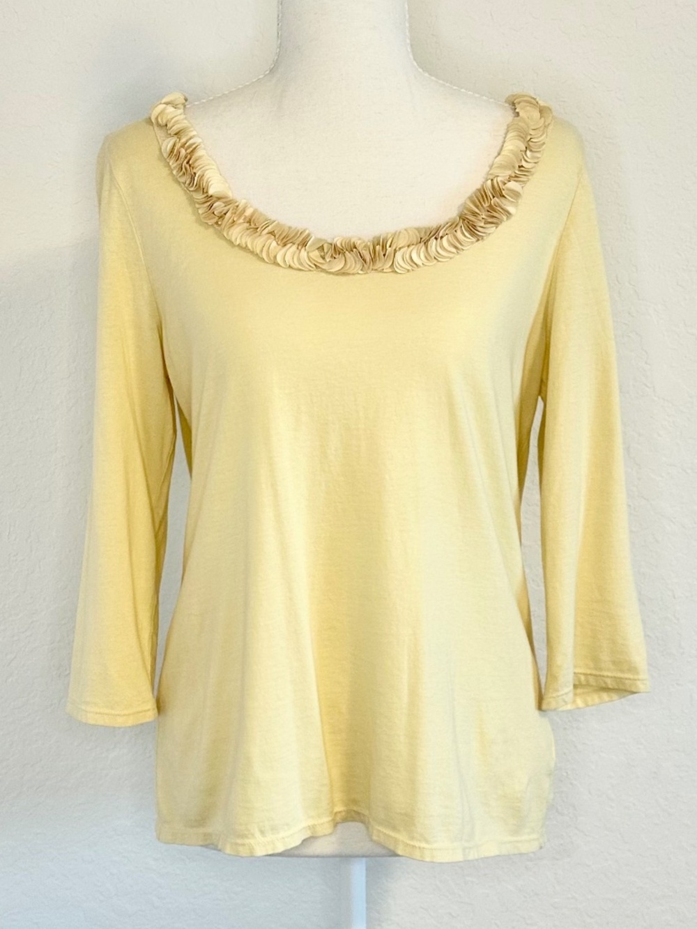 Talbots 100% Cotton Ruffle Garland Neckline Top, Size M - Picture 1 of 8